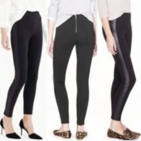 J. Crew Pixie Leather Tuxedo Stripe Pants - Size 12 - Black - Picture 1 of 11